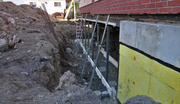 Foundation Repair - A section of the new wall.