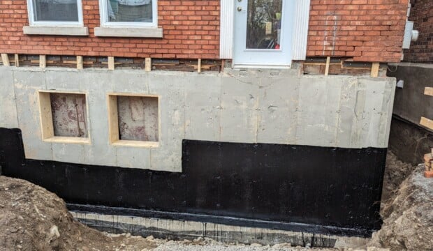 Waterproofing of the new foundation wall